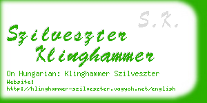 szilveszter klinghammer business card